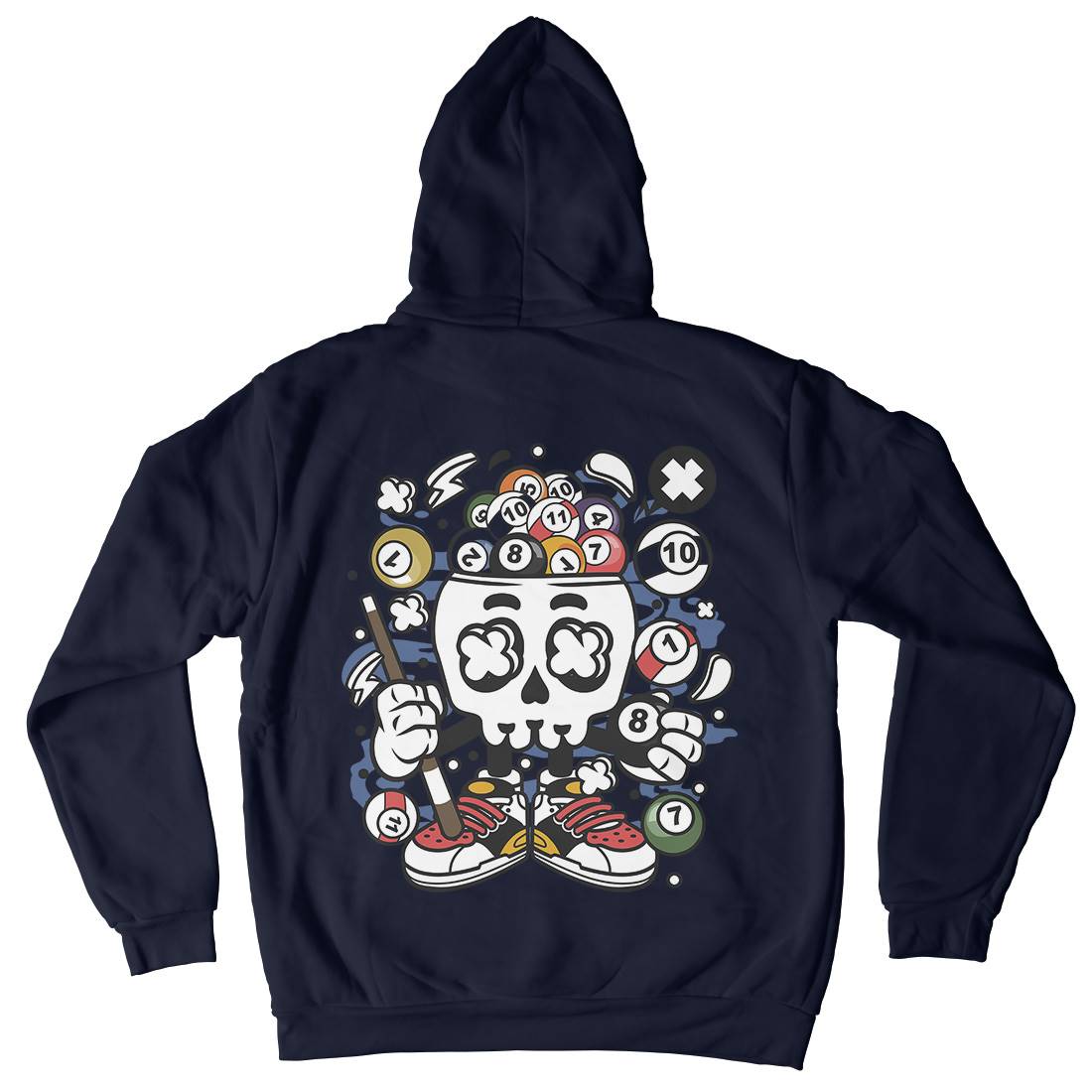 Billiard Skull Mens Hoodie With Pocket Sport C025