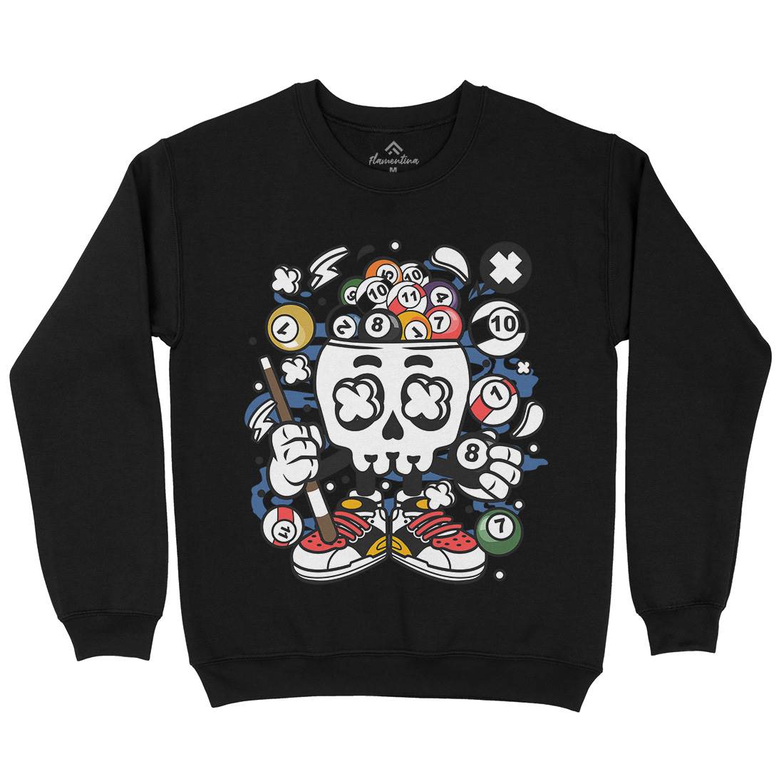 Billiard Skull Mens Crew Neck Sweatshirt Sport C025