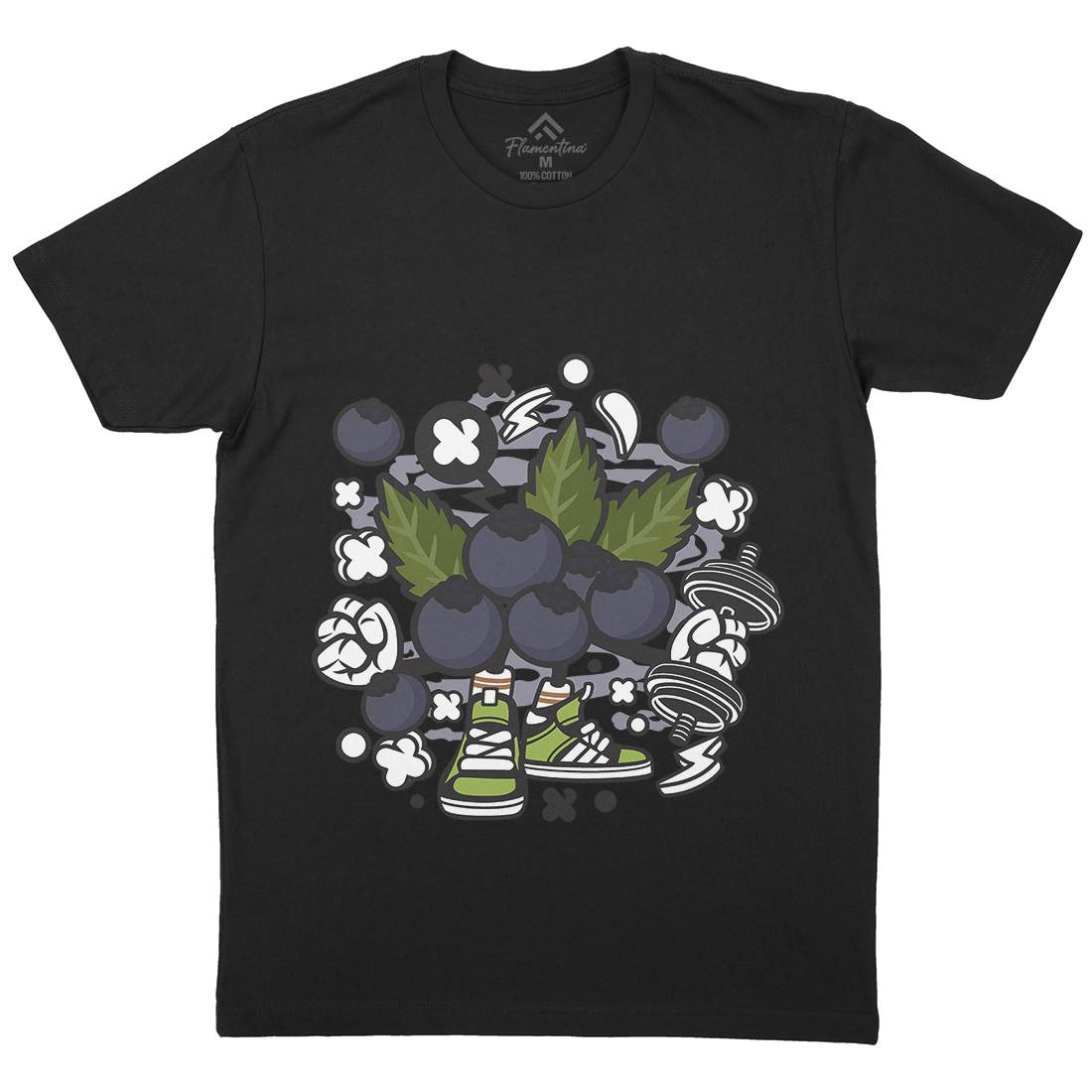 Blueberry Mens Organic Crew Neck T-Shirt Food C027