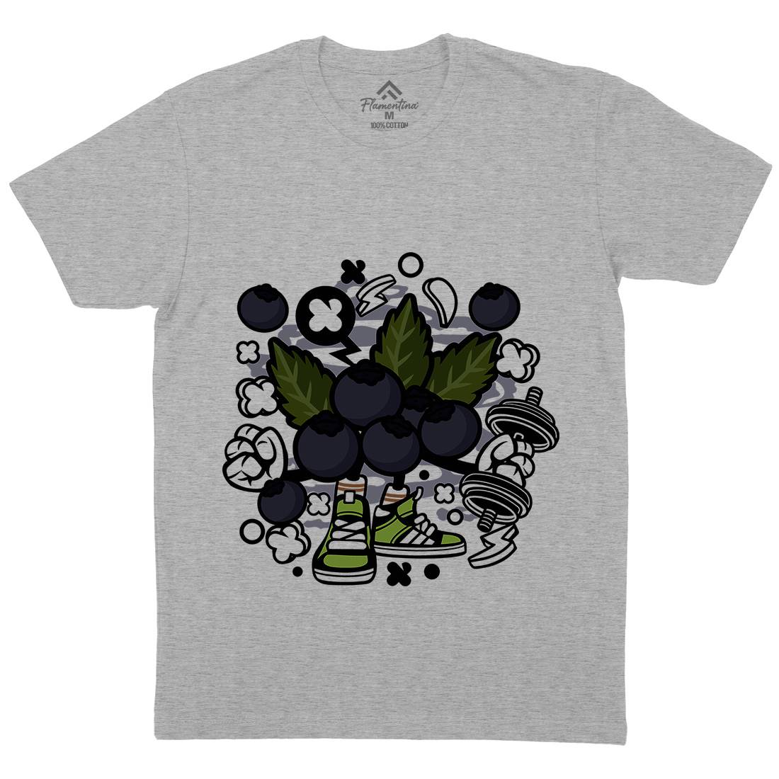 Blueberry Mens Organic Crew Neck T-Shirt Food C027