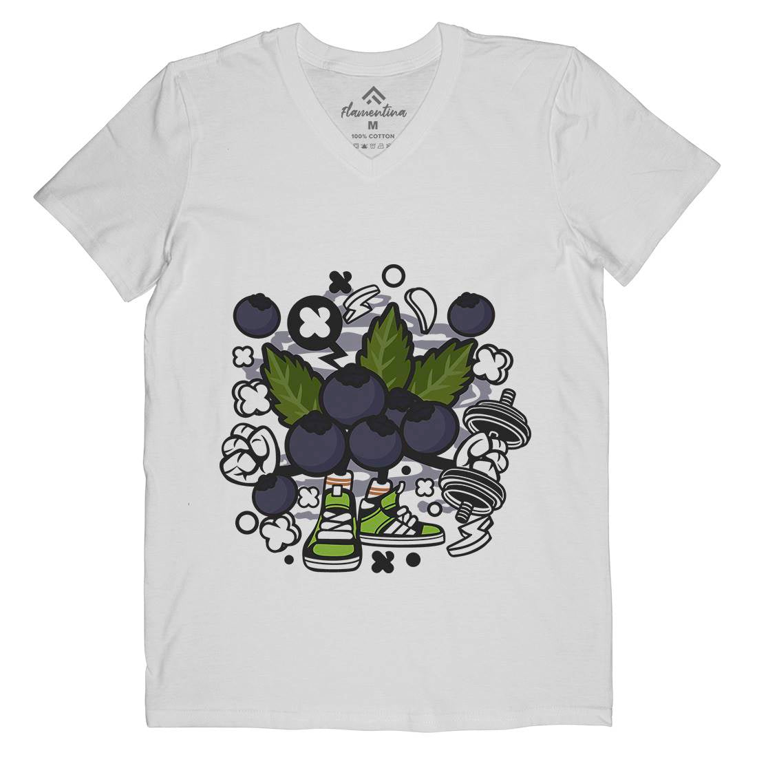 Blueberry Mens Organic V-Neck T-Shirt Food C027