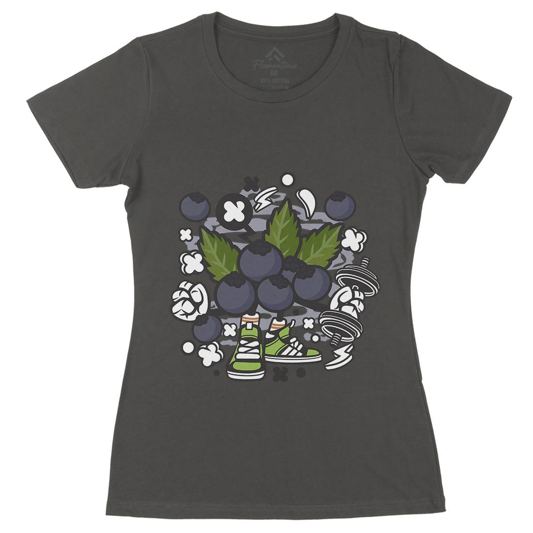 Blueberry Womens Organic Crew Neck T-Shirt Food C027