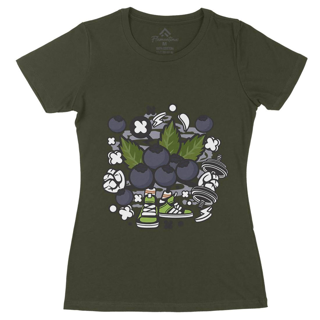 Blueberry Womens Organic Crew Neck T-Shirt Food C027