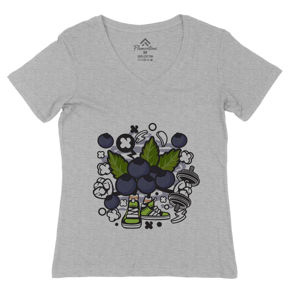 Blueberry Womens Organic V-Neck T-Shirt Food C027