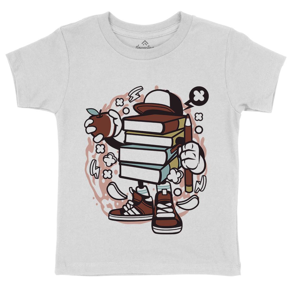 Books Kids Organic Crew Neck T-Shirt Retro C028