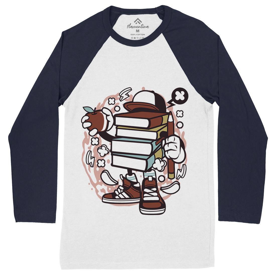 Books Mens Long Sleeve Baseball T-Shirt Retro C028