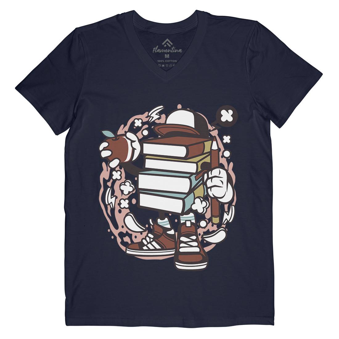 Books Mens V-Neck T-Shirt Retro C028
