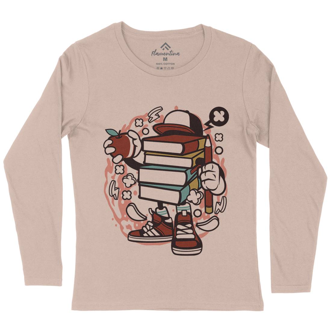 Books Womens Long Sleeve T-Shirt Retro C028