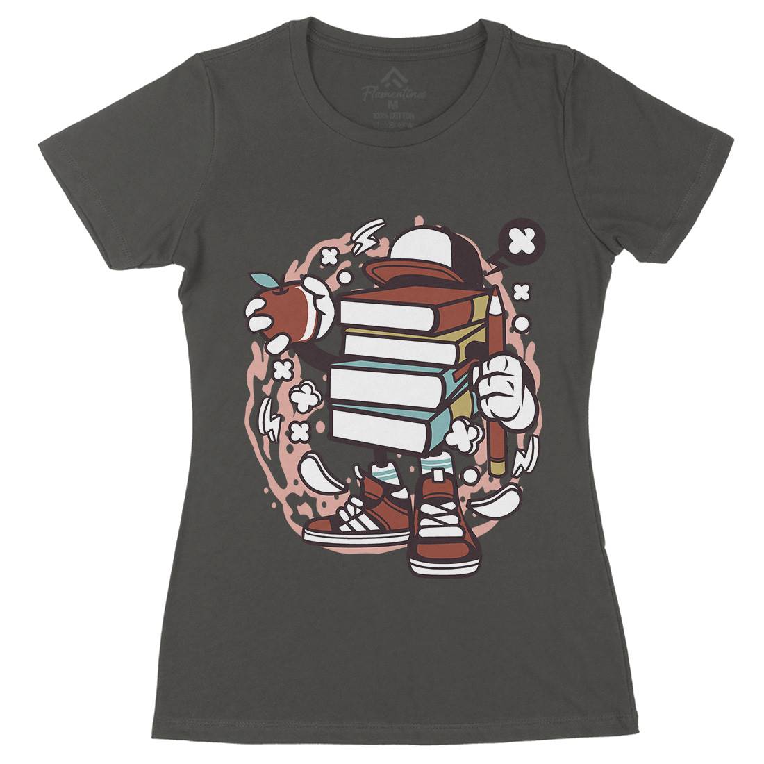 Books Womens Organic Crew Neck T-Shirt Retro C028