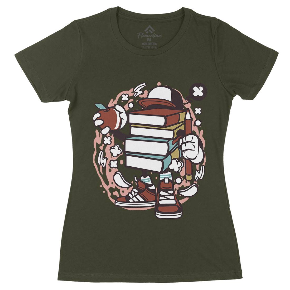 Books Womens Organic Crew Neck T-Shirt Retro C028