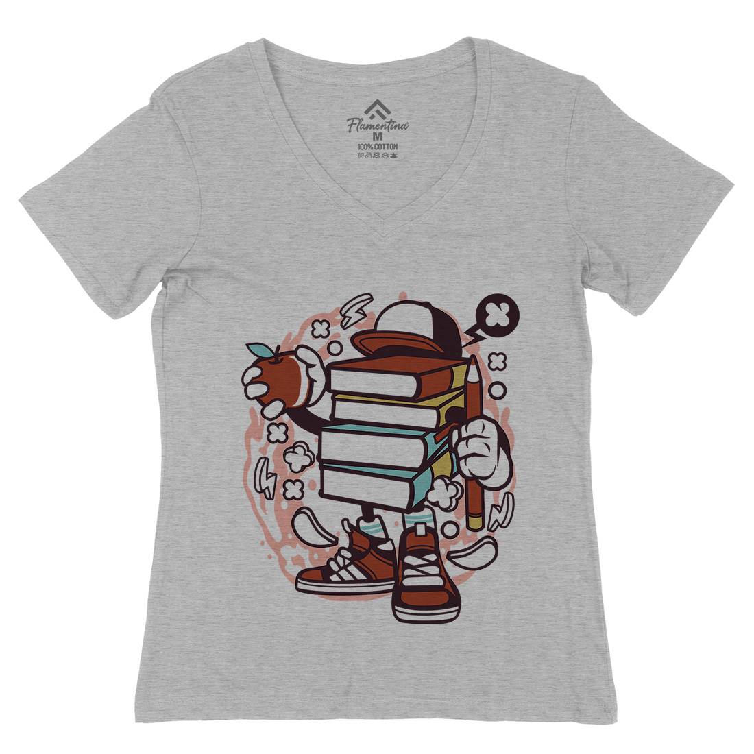 Books Womens Organic V-Neck T-Shirt Retro C028