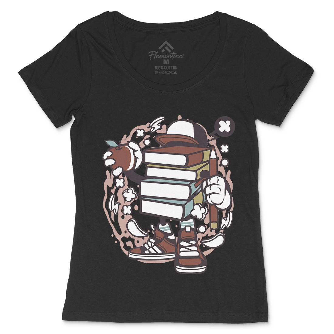 Books Womens Scoop Neck T-Shirt Retro C028