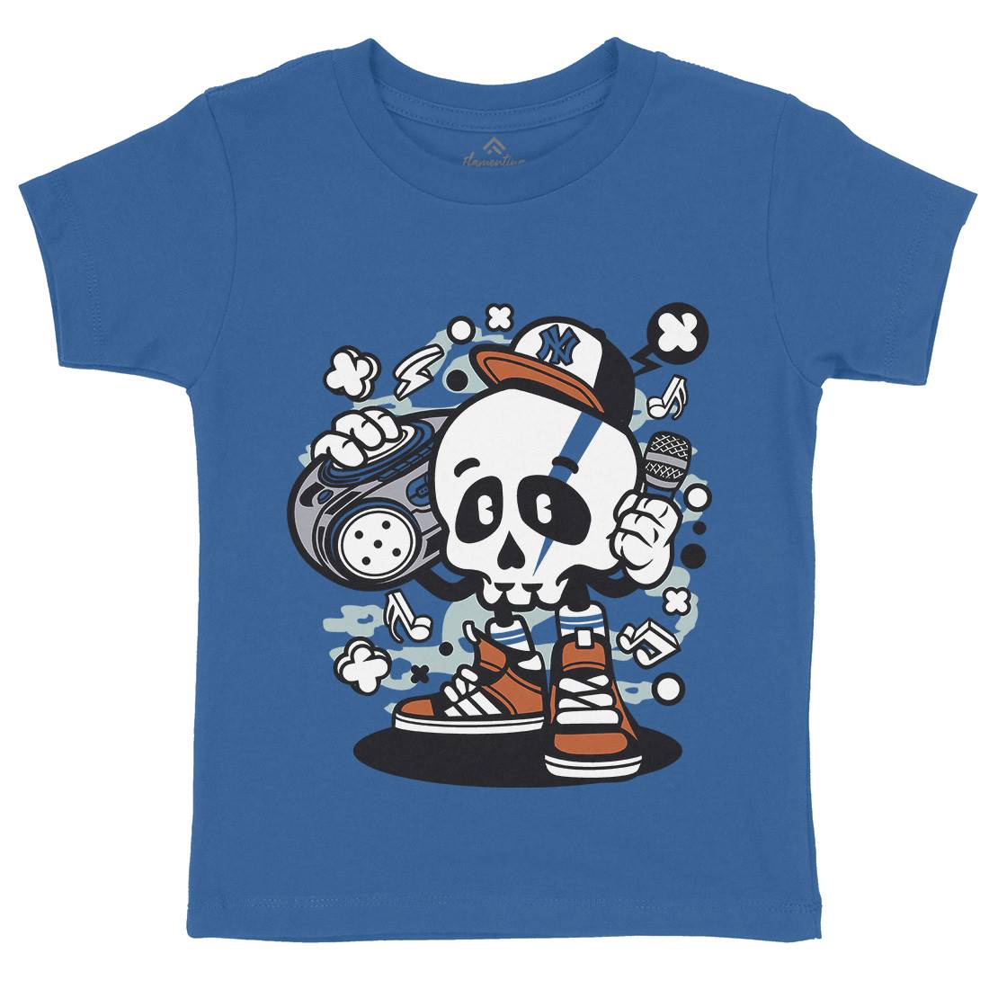 Boombox Skull Kids Organic Crew Neck T-Shirt Music C029