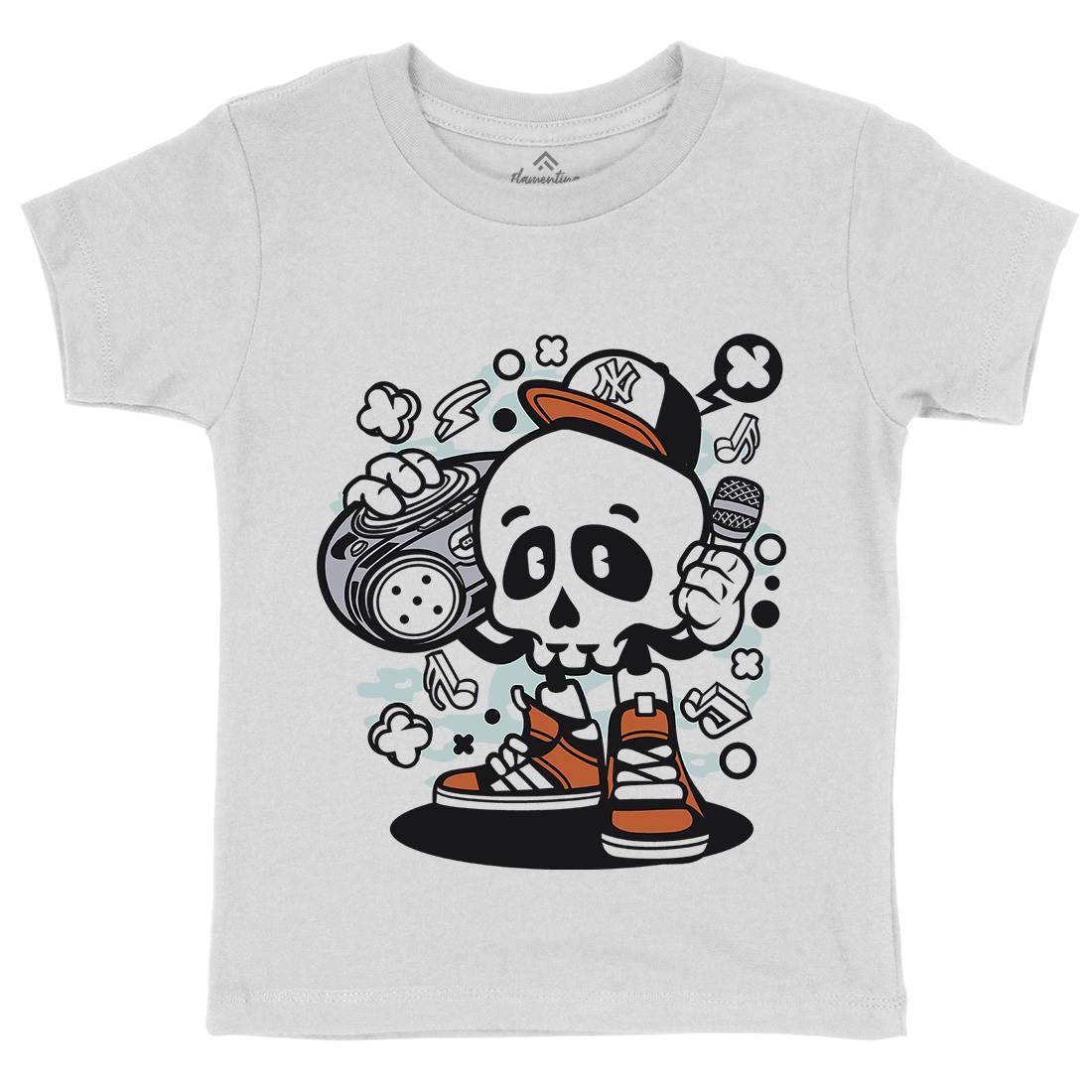 Boombox Skull Kids Organic Crew Neck T-Shirt Music C029
