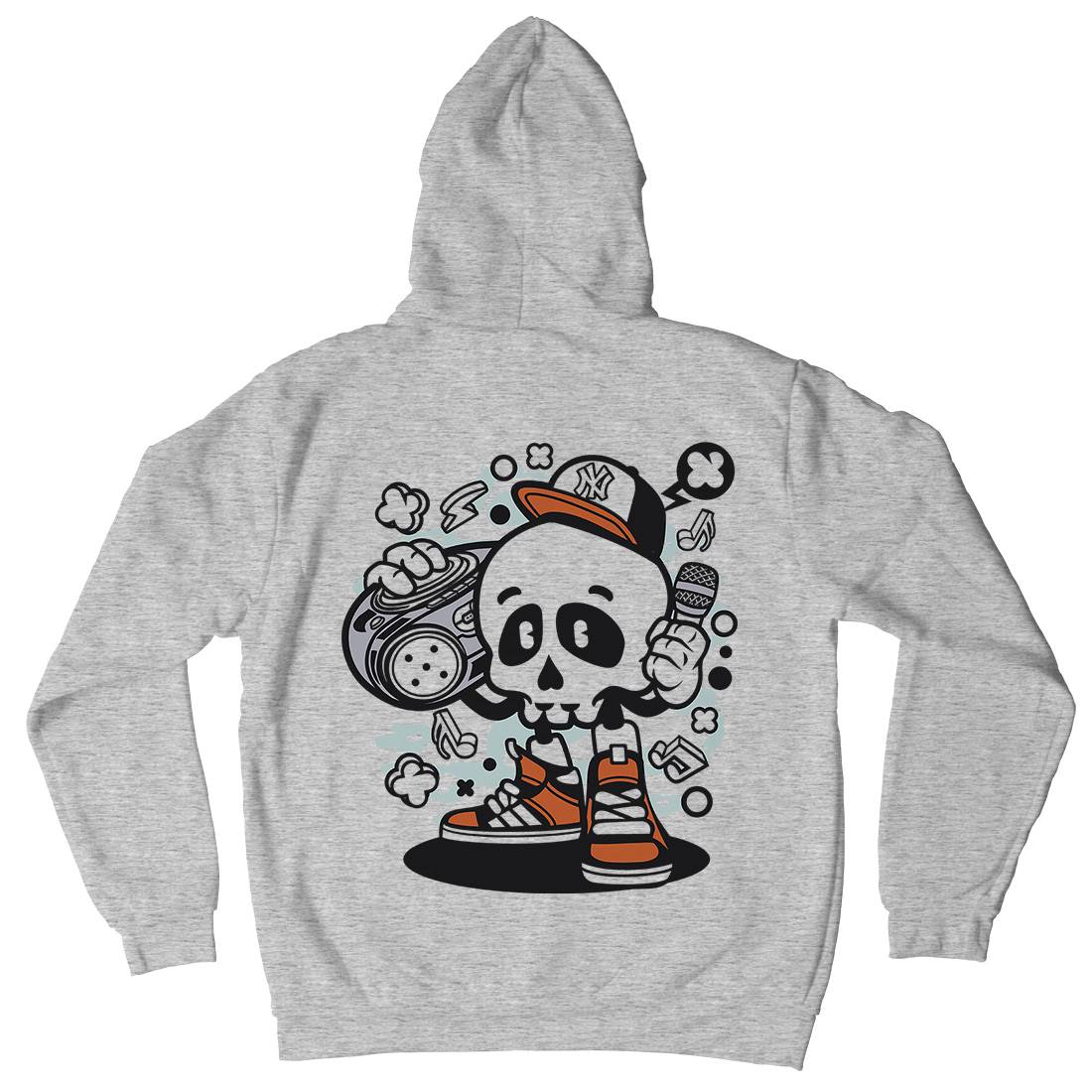 Boombox Skull Mens Hoodie With Pocket Music C029