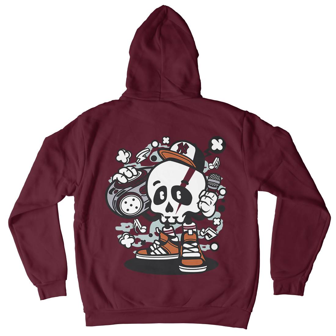 Boombox Skull Mens Hoodie With Pocket Music C029
