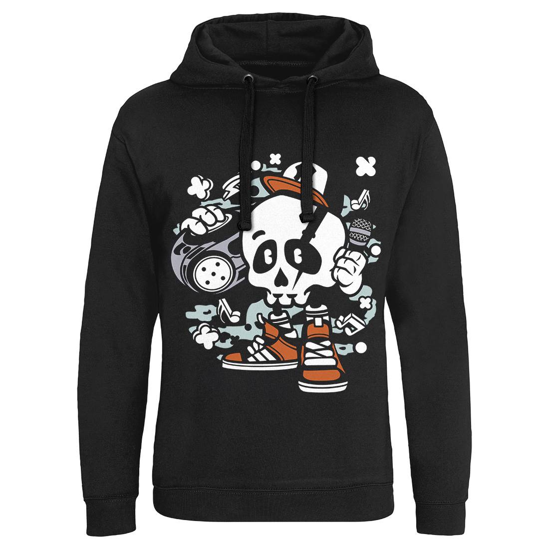 Boombox Skull Mens Hoodie Without Pocket Music C029