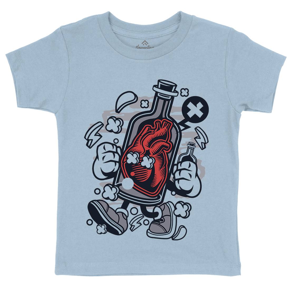 Bottle Of Heart Kids Organic Crew Neck T-Shirt Retro C030