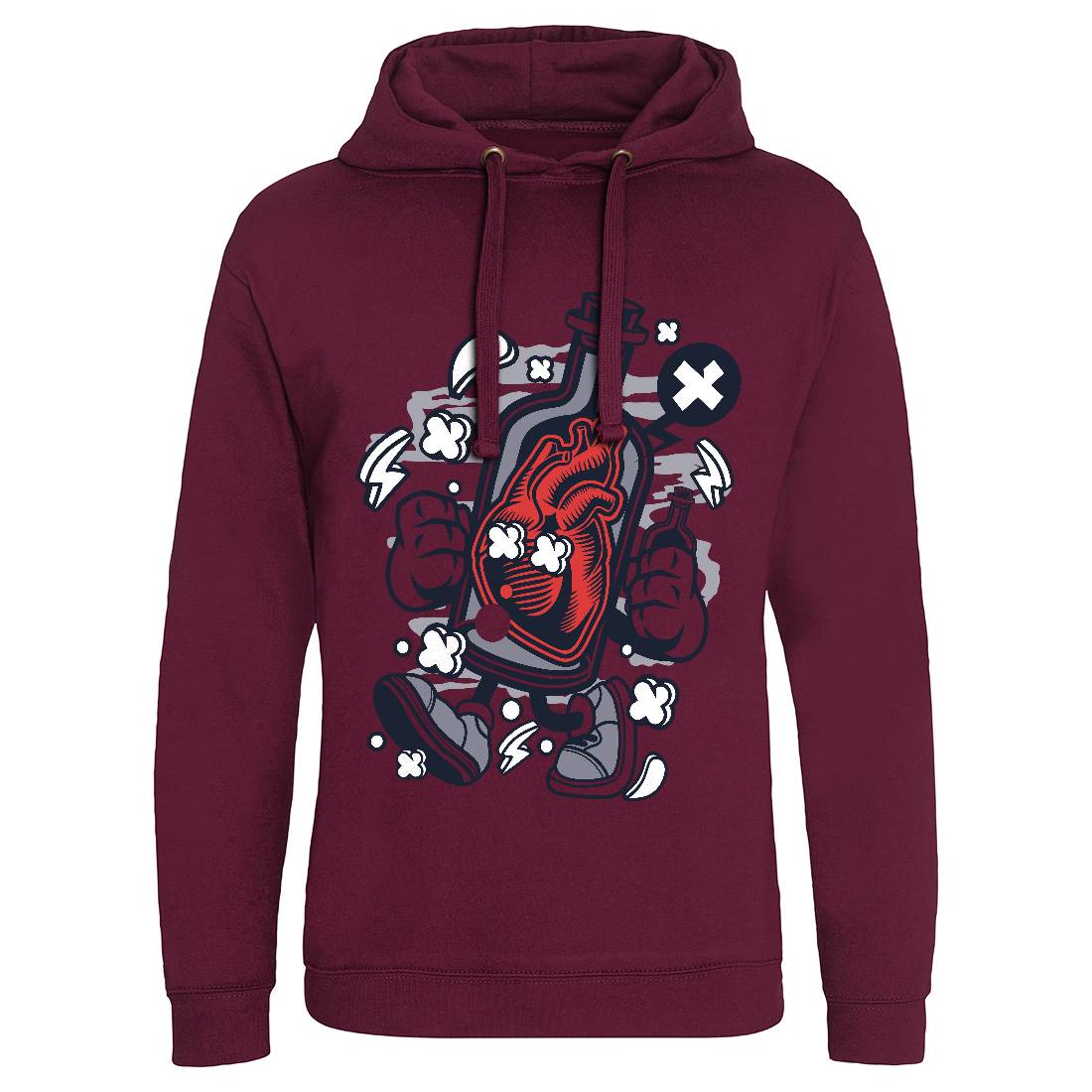 Bottle Of Heart Mens Hoodie Without Pocket Retro C030