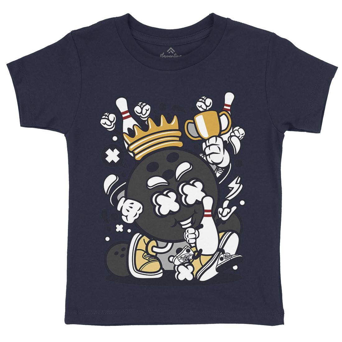 Bowling King Kids Organic Crew Neck T-Shirt Sport C032