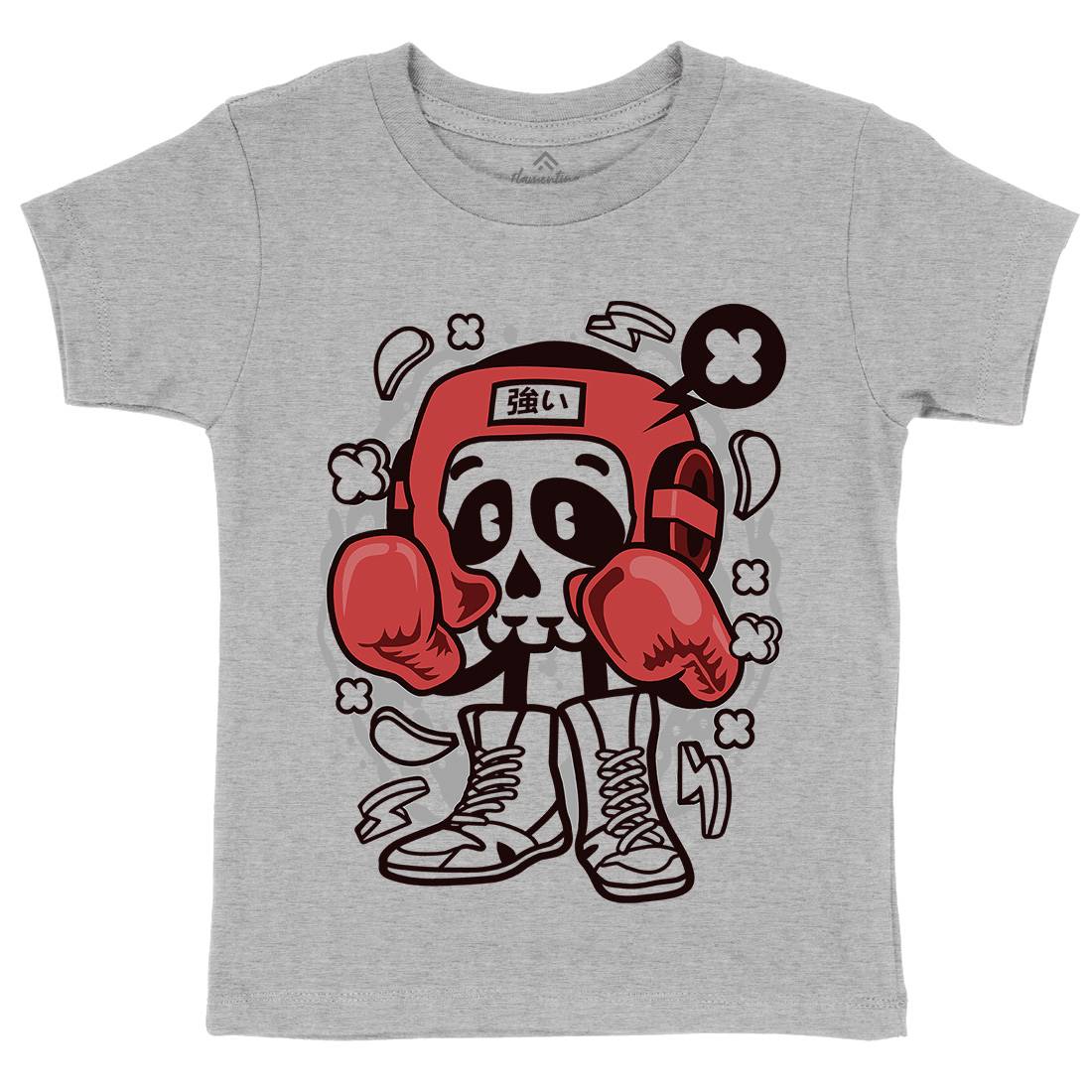 Boxing Skull Kids Crew Neck T-Shirt Sport C033