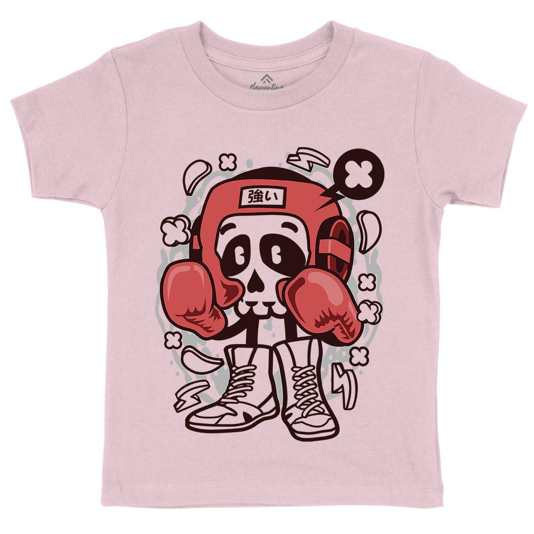 Boxing Skull Kids Organic Crew Neck T-Shirt Sport C033