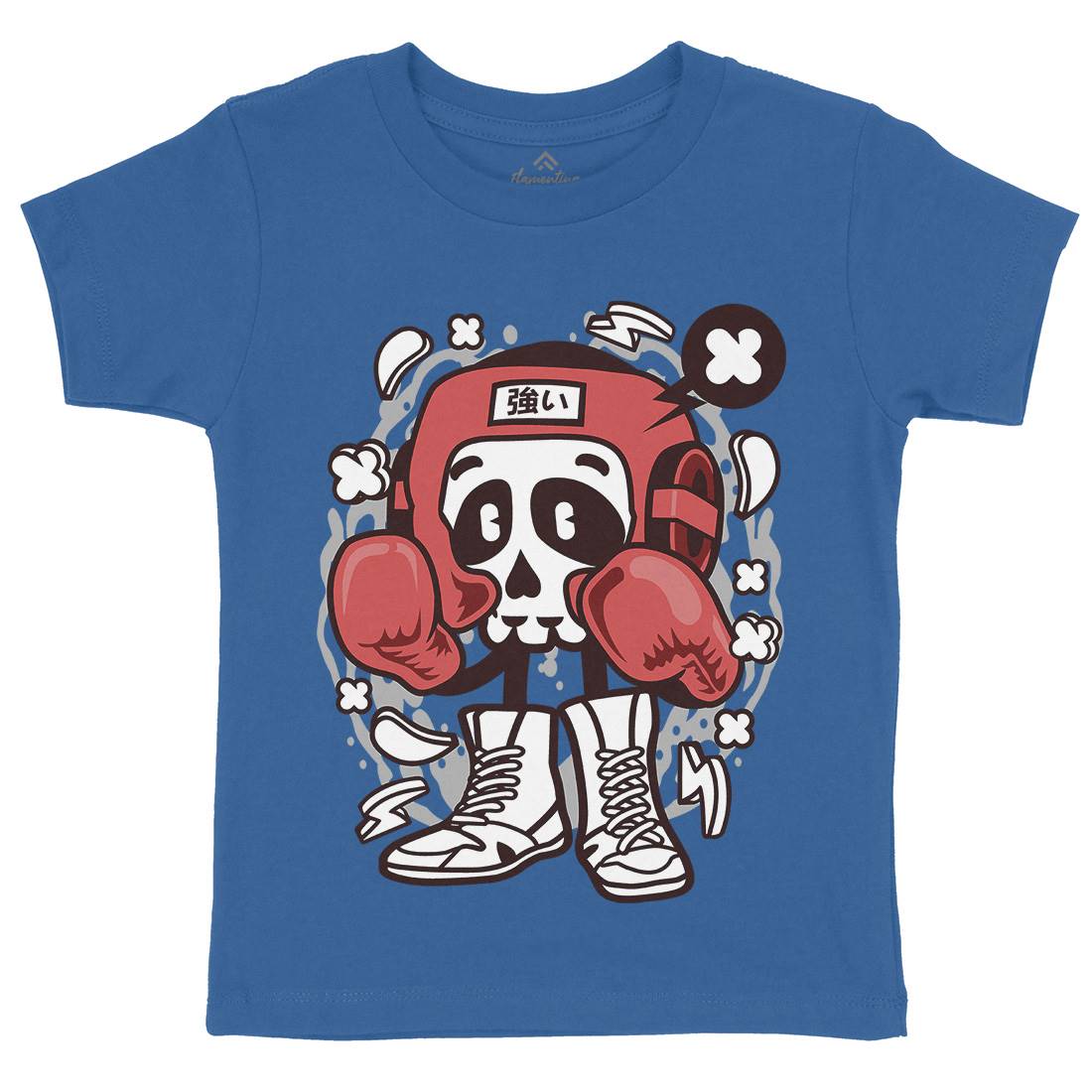 Boxing Skull Kids Crew Neck T-Shirt Sport C033