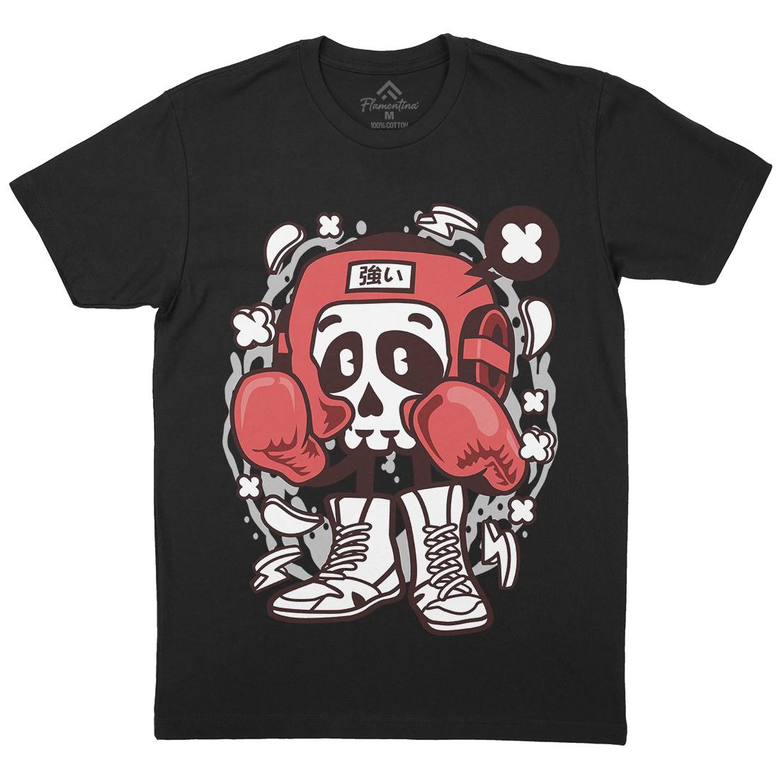 Boxing Skull Mens Organic Crew Neck T-Shirt Sport C033