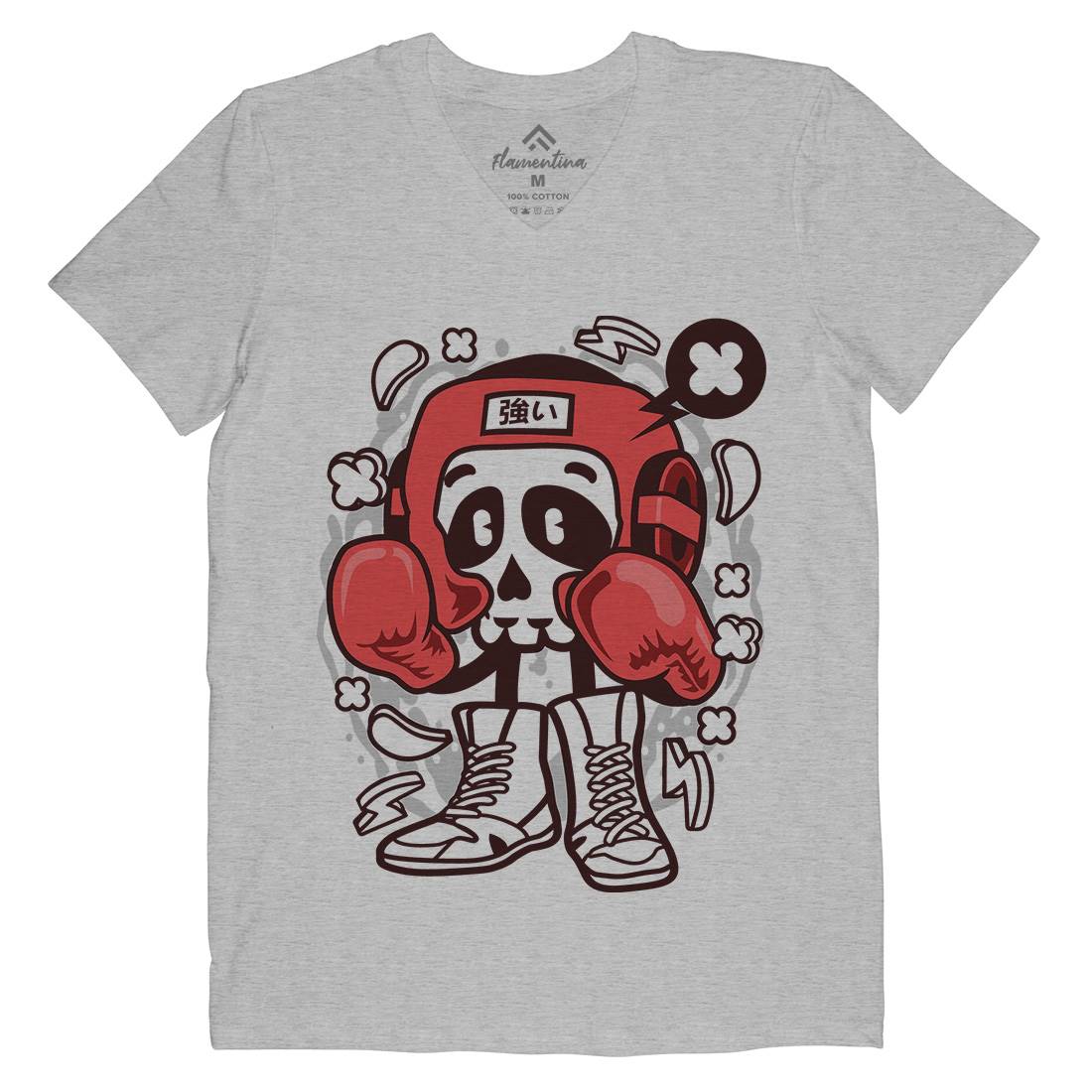Boxing Skull Mens V-Neck T-Shirt Sport C033