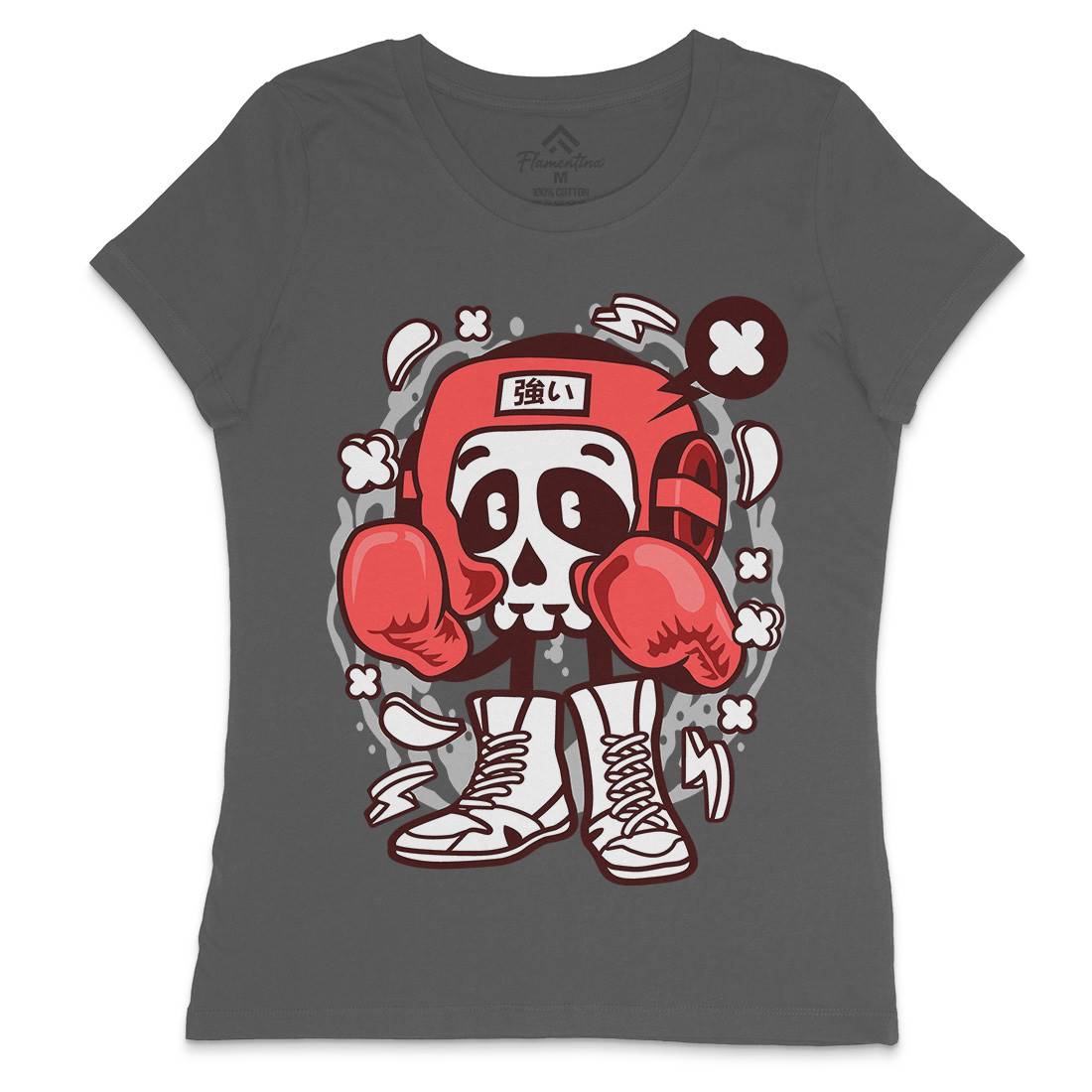 Boxing Skull Womens Crew Neck T-Shirt Sport C033