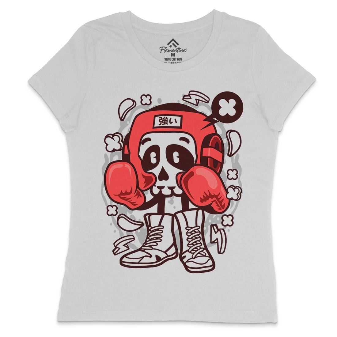 Boxing Skull Womens Crew Neck T-Shirt Sport C033