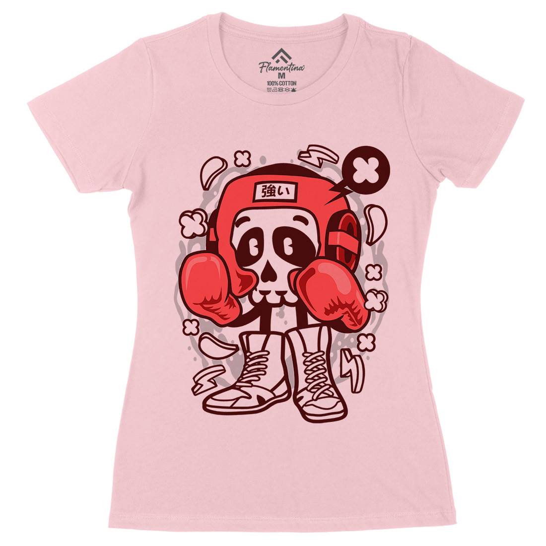 Boxing Skull Womens Organic Crew Neck T-Shirt Sport C033