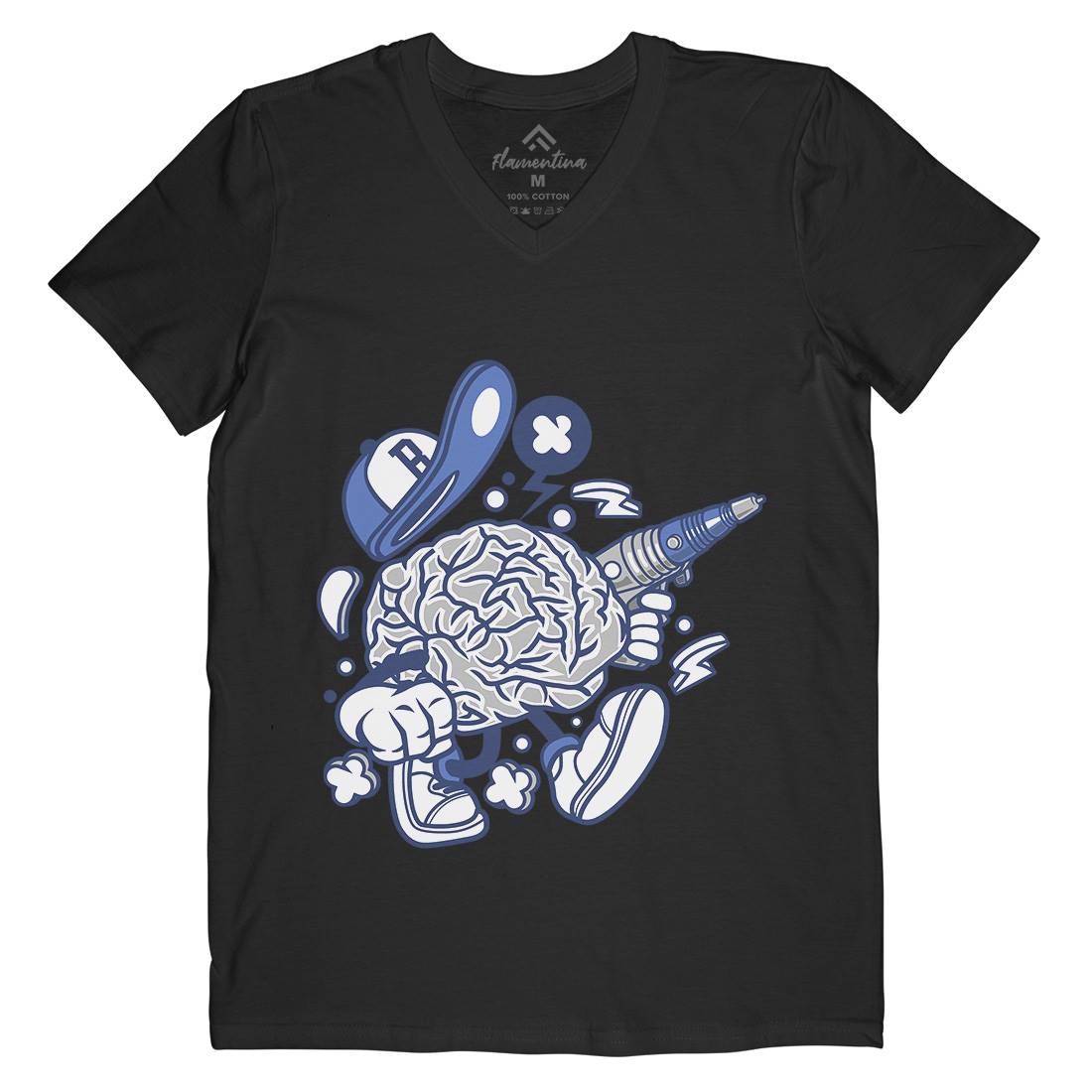 Brain Mens Organic V-Neck T-Shirt Science C034