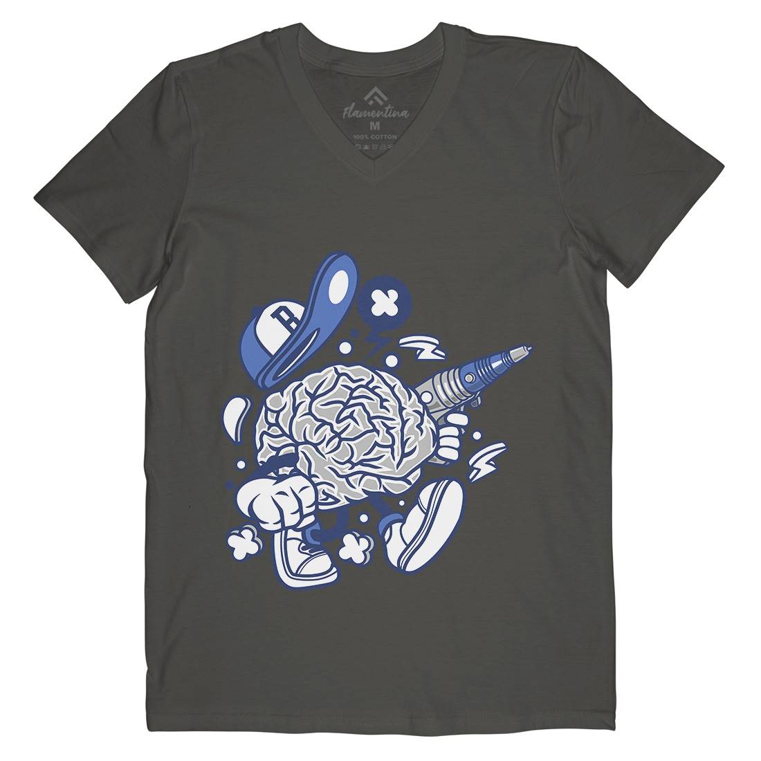 Brain Mens V-Neck T-Shirt Science C034