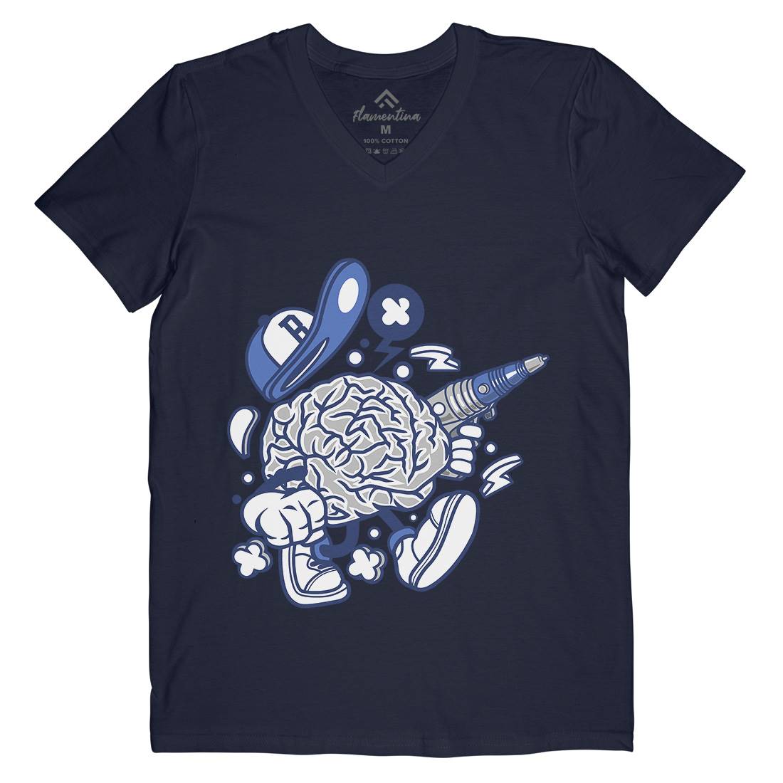 Brain Mens V-Neck T-Shirt Science C034