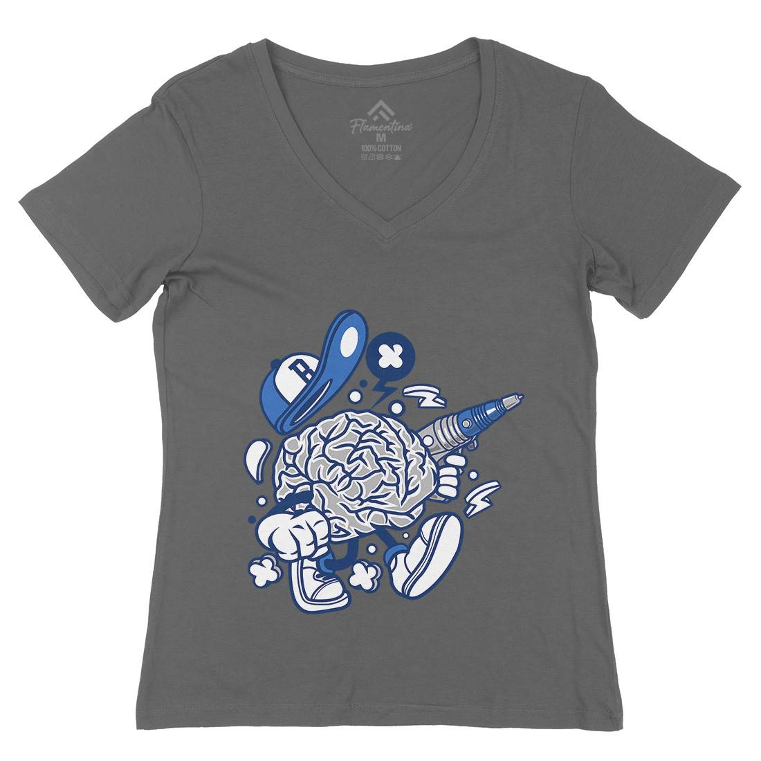 Brain Womens Organic V-Neck T-Shirt Science C034