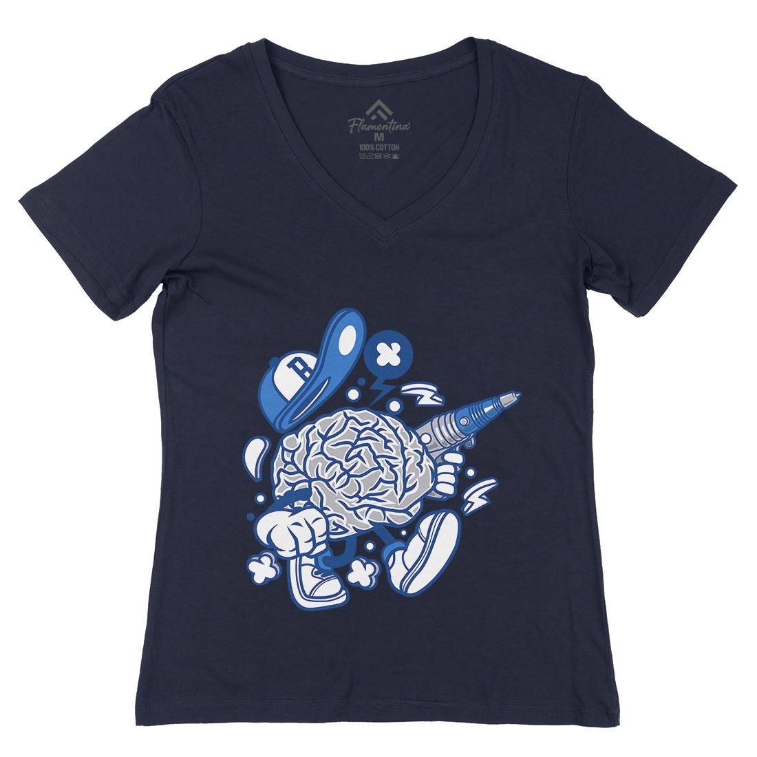Brain Womens Organic V-Neck T-Shirt Science C034