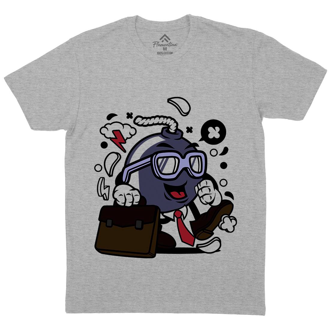 Businessman Bomb Mens Organic Crew Neck T-Shirt Work C038