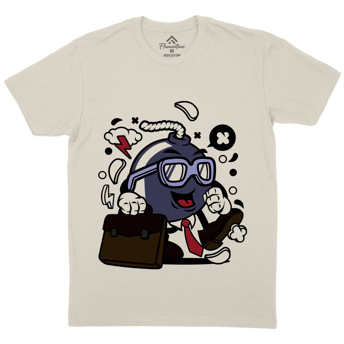 Businessman Bomb Mens Organic Crew Neck T-Shirt Work C038