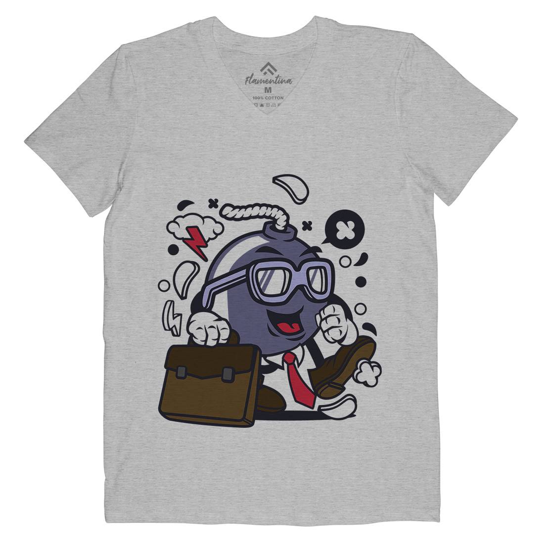 Businessman Bomb Mens Organic V-Neck T-Shirt Work C038