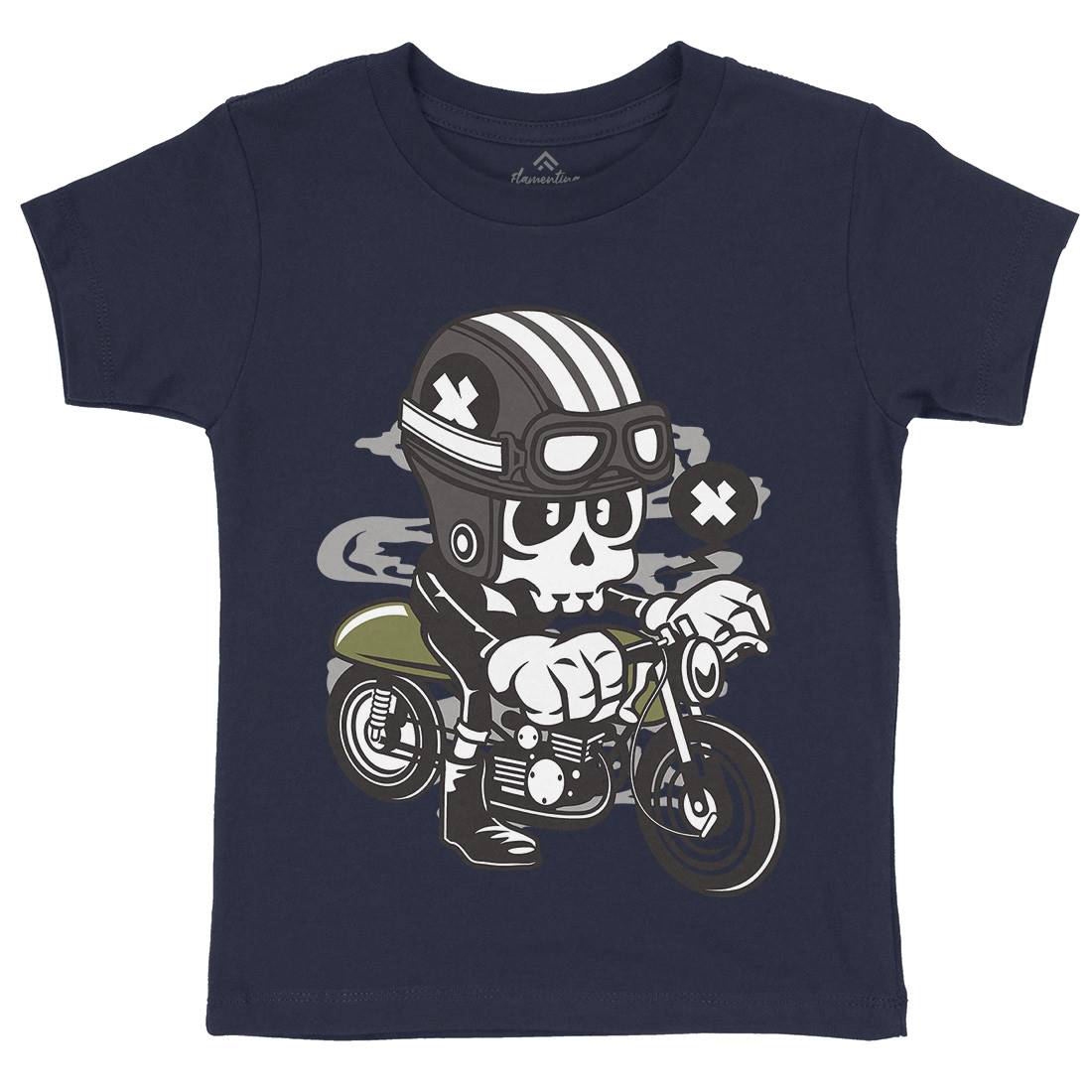 Caferacer Skull Kids Crew Neck T-Shirt Motorcycles C039