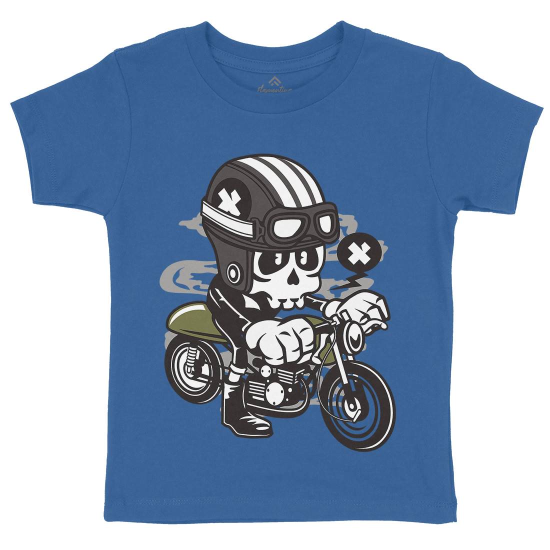 Caferacer Skull Kids Organic Crew Neck T-Shirt Motorcycles C039