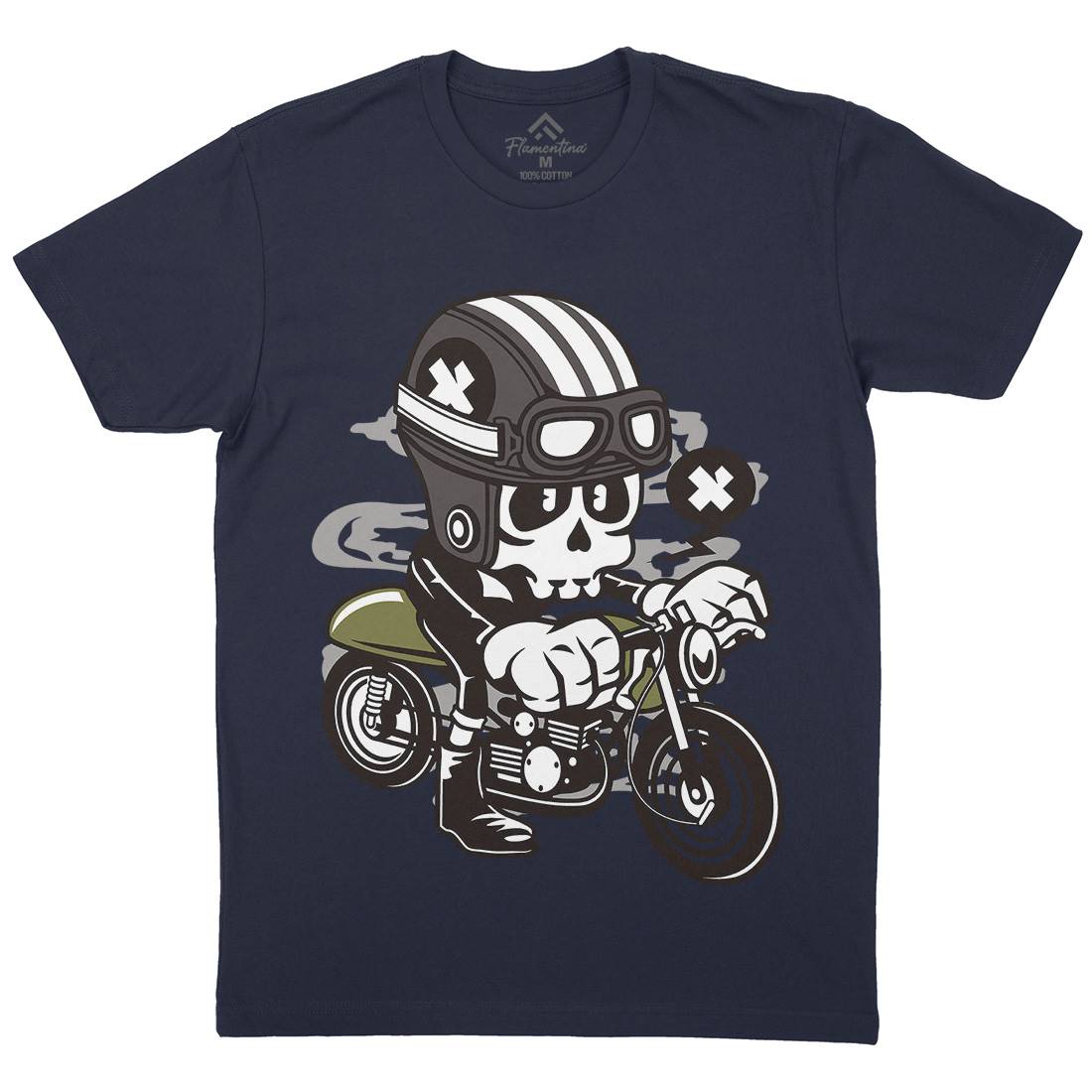 Caferacer Skull Mens Crew Neck T-Shirt Motorcycles C039