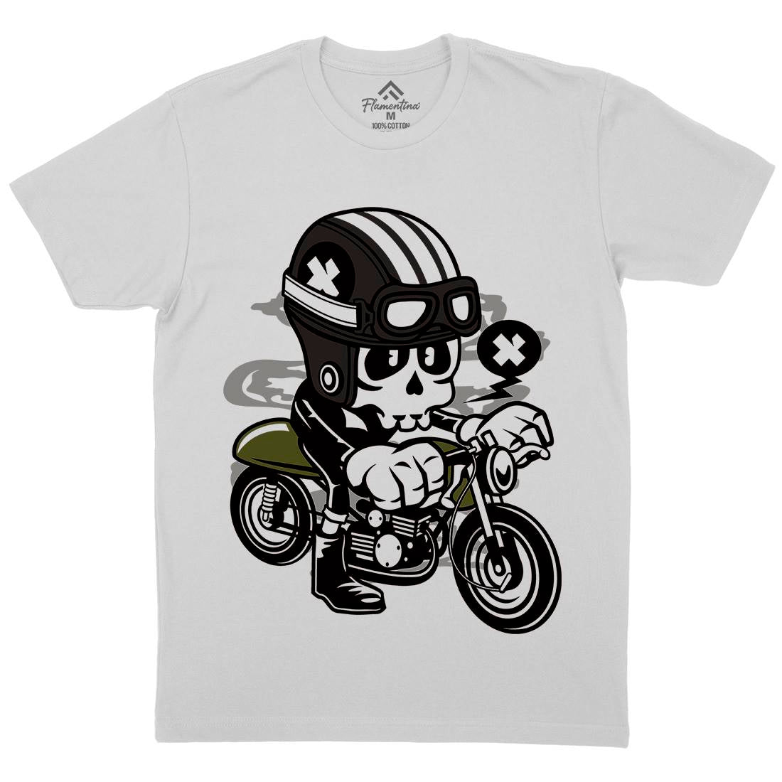Caferacer Skull Mens Crew Neck T-Shirt Motorcycles C039