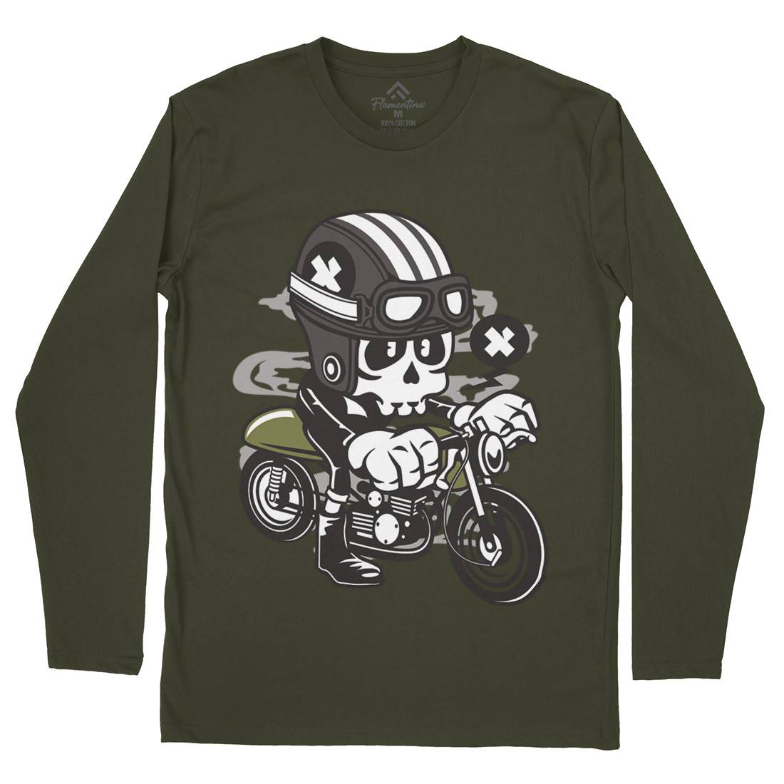 Caferacer Skull Mens Long Sleeve T-Shirt Motorcycles C039