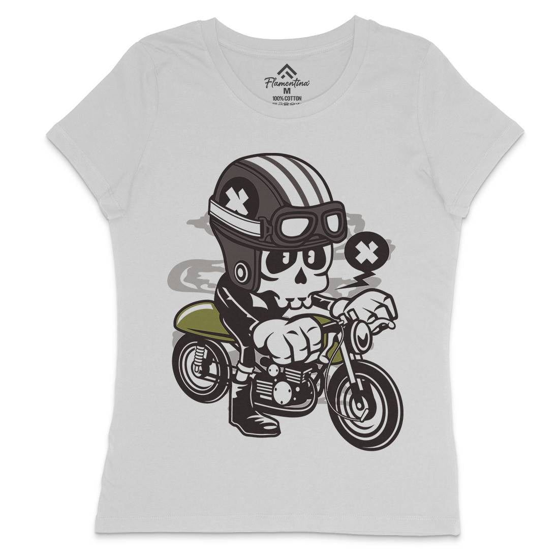 Caferacer Skull Womens Crew Neck T-Shirt Motorcycles C039