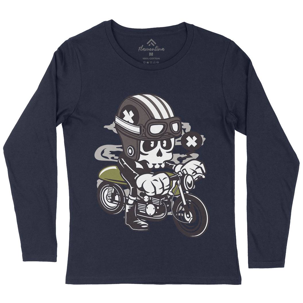 Caferacer Skull Womens Long Sleeve T-Shirt Motorcycles C039
