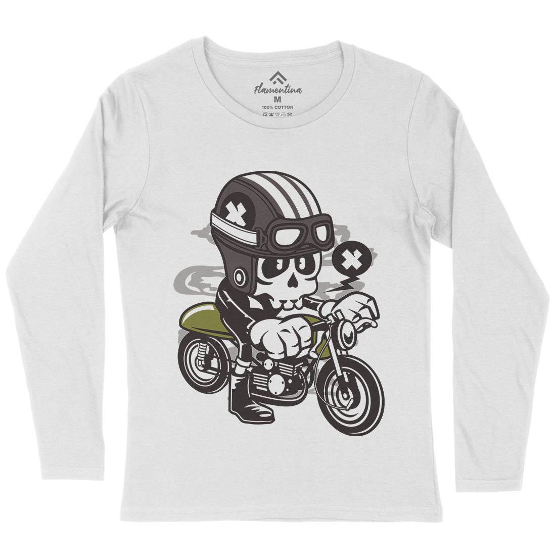 Caferacer Skull Womens Long Sleeve T-Shirt Motorcycles C039