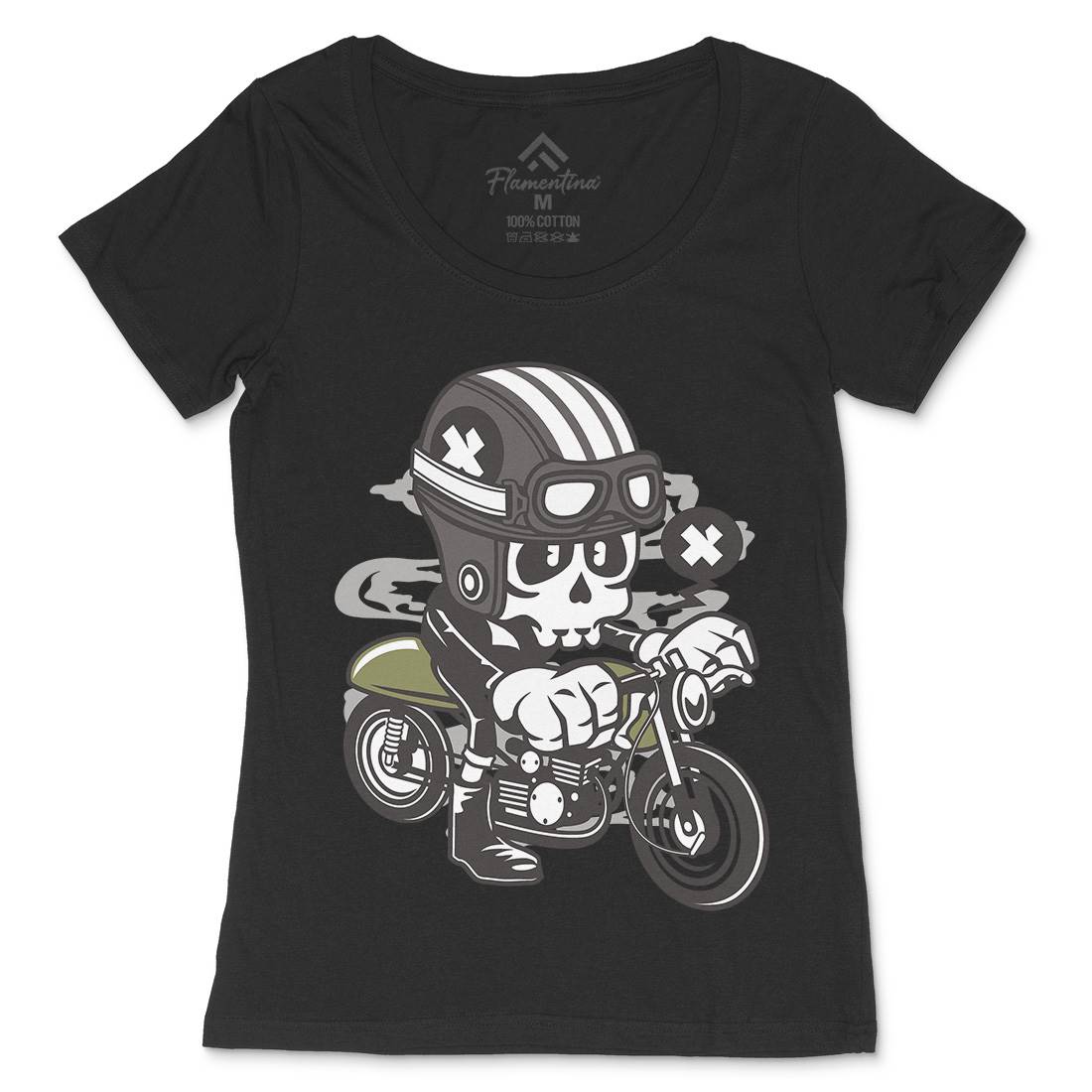 Caferacer Skull Womens Scoop Neck T-Shirt Motorcycles C039
