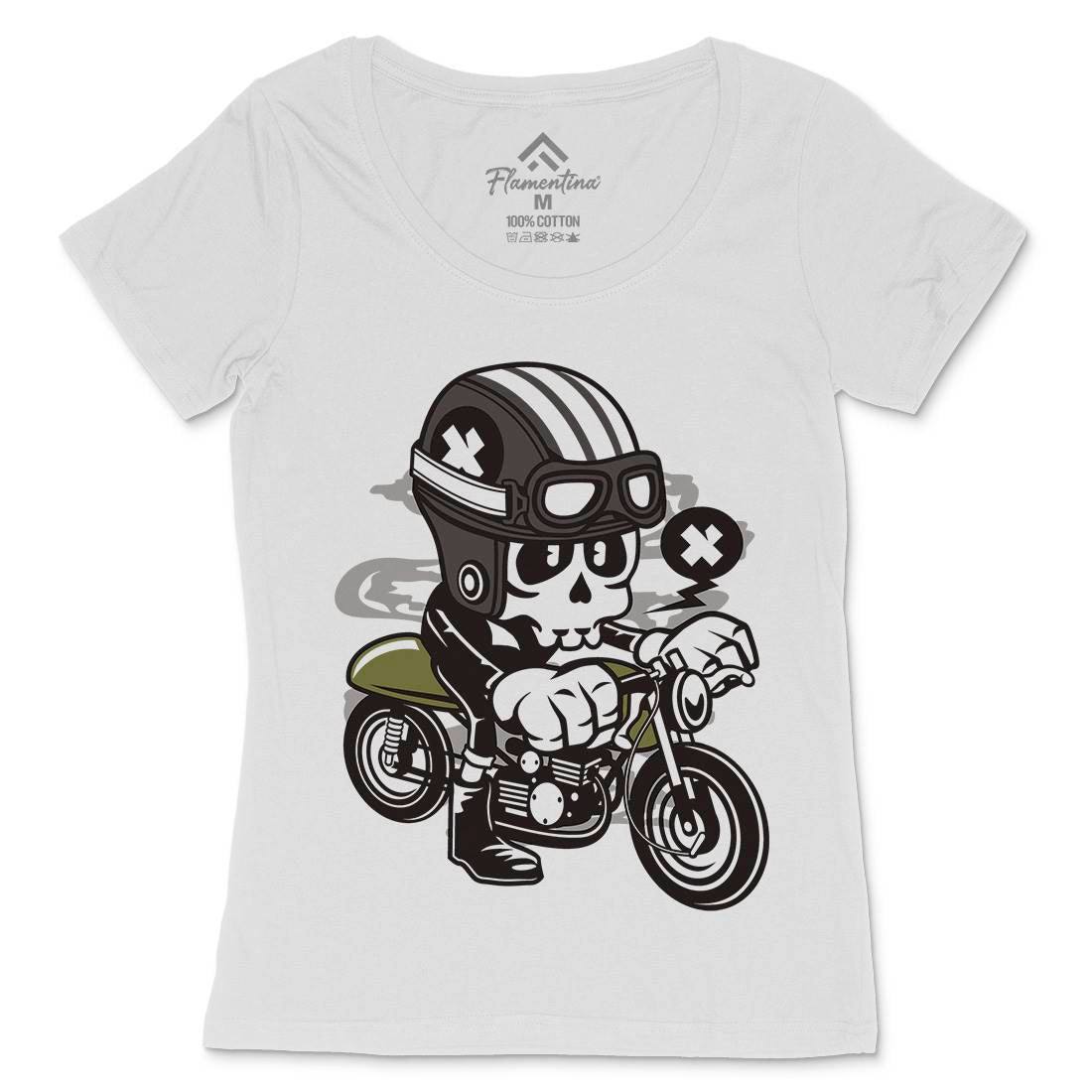 Caferacer Skull Womens Scoop Neck T-Shirt Motorcycles C039